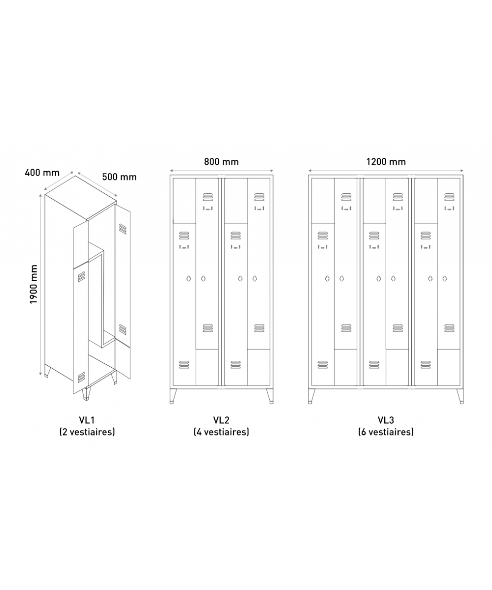 VESTIAIRE PORTE EN L