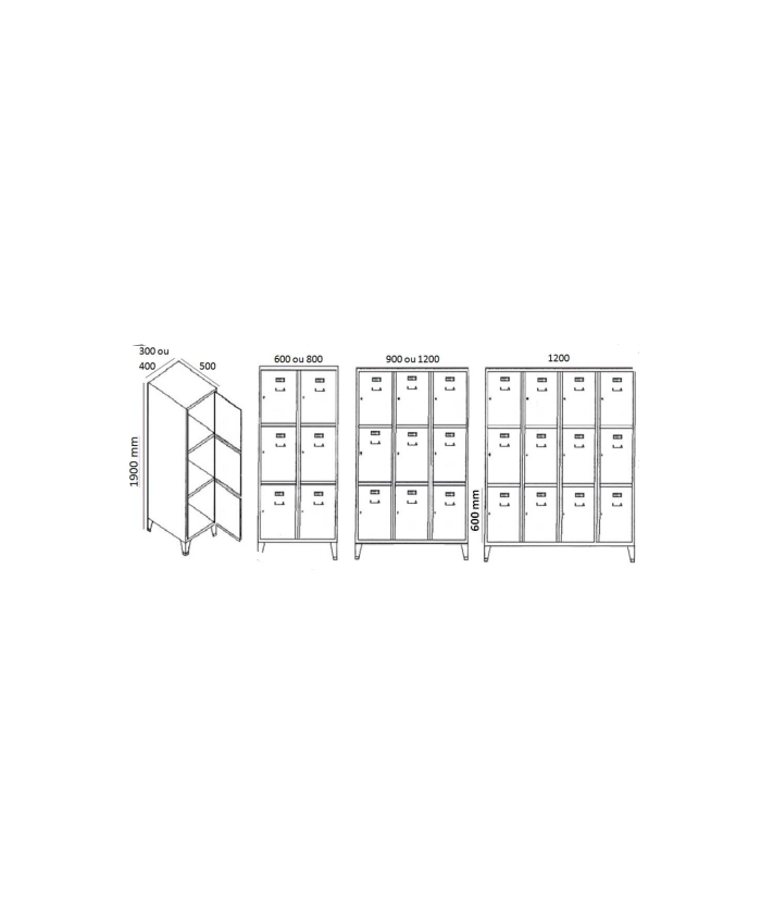 VESTIAIRE MULTICASIER  -3 CASIERS 30 CM PAR COLONNES