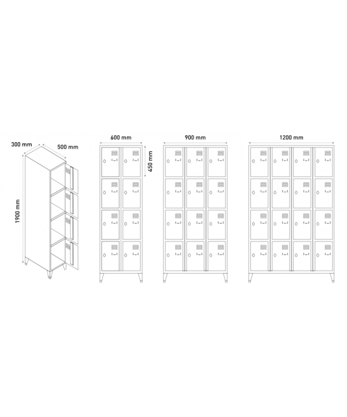 VESTIAIRE MULTICASIER -4 CASIERS 30 CM PAR COLONNES