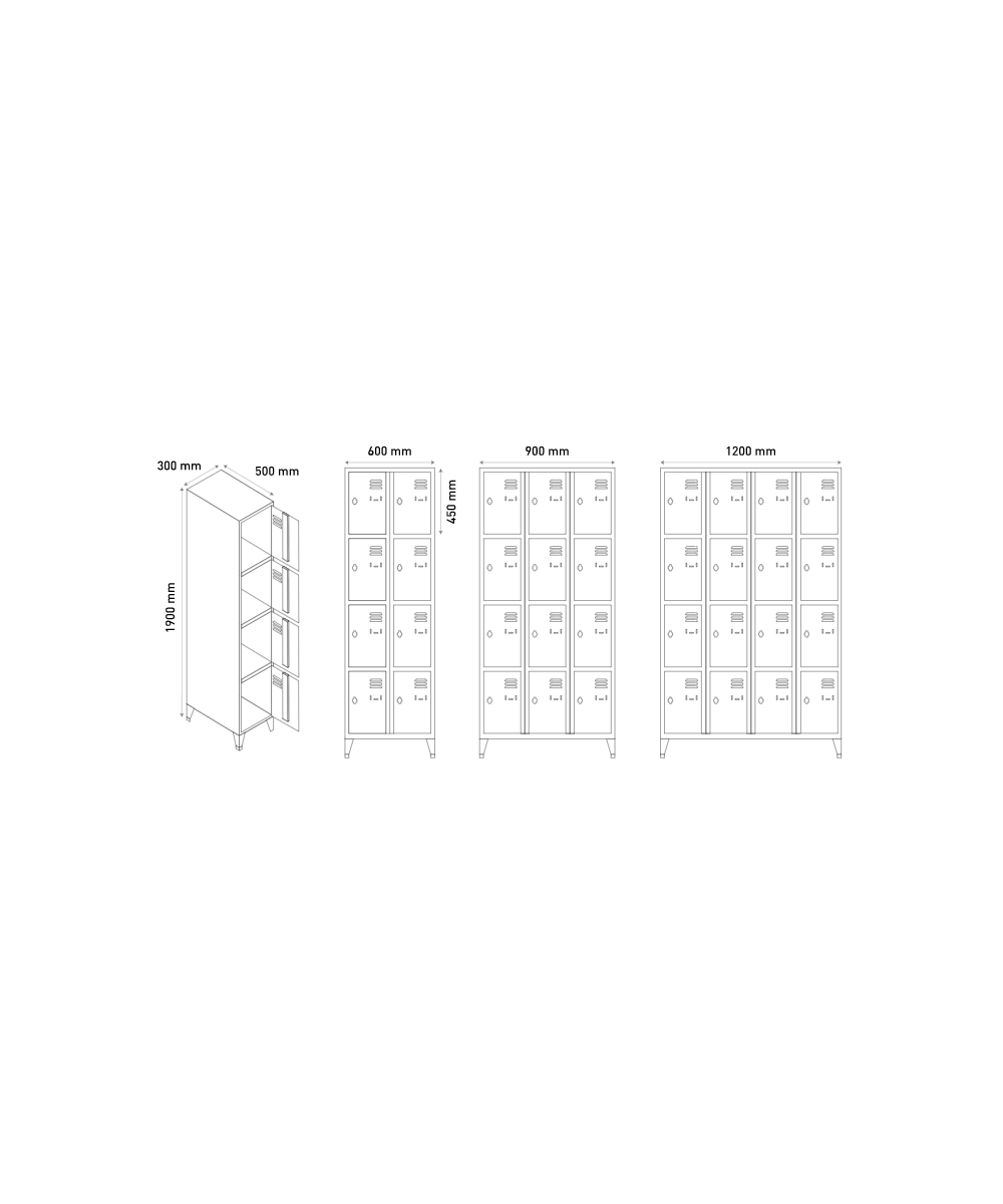 VESTIAIRE MULTICASIER -4 CASIERS 30 CM PAR COLONNES