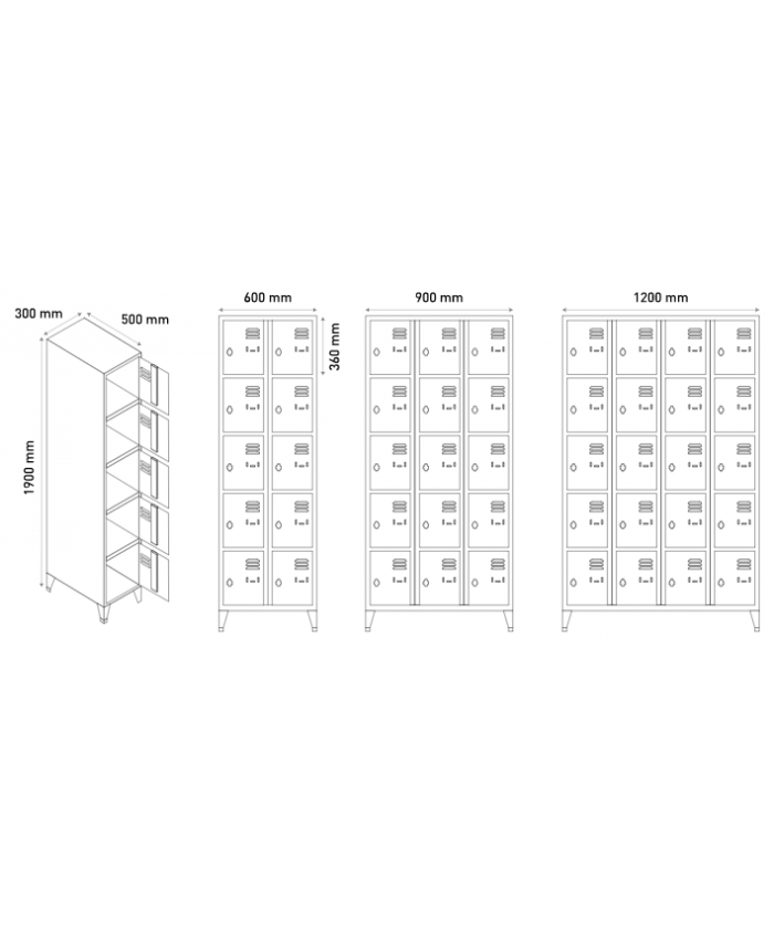 VESTIAIRE MULTICASIER -4 CASIERS 30 CM PAR COLONNES