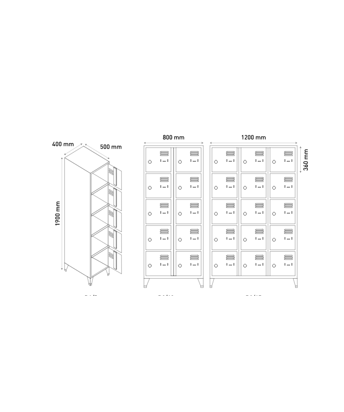 VESTIAIRE MULTICASIER -4 CASIERS 40 CM PAR COLONNES